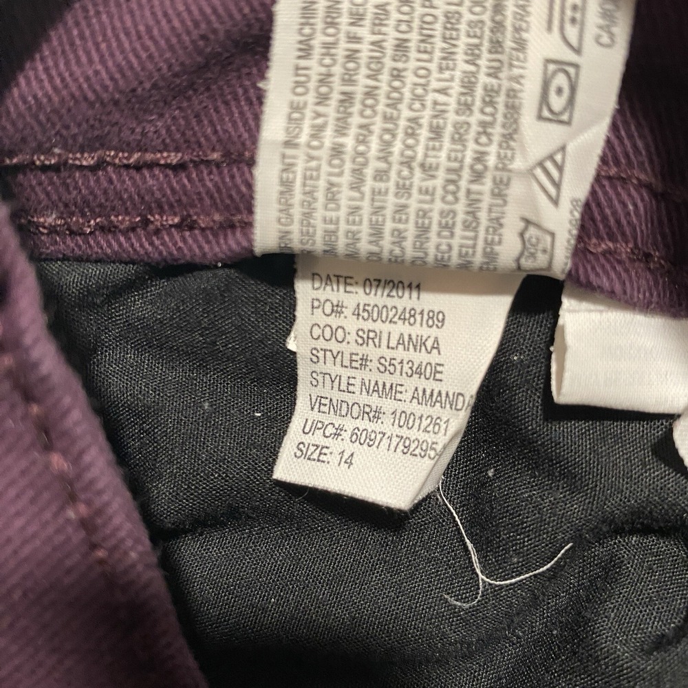 Gloria Vanderbilt Amanda Jeans Size 14 Short Purple Straight Stretch High Rise - Picture 15 of 16
